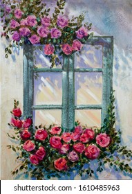 YARY DLUHOS Balcony Bougainvillea Window Flower Original Modern Art Oil  Painting | Original modern art, Art painting oil, Painting art projects