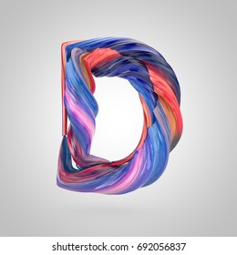 Oil Paint Letter D Uppercase. 3D Render Font Drawn With Oil Paint Isolated On White Background.