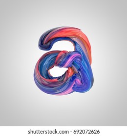 Oil Paint Letter A Lowercase. 3D Render Font Drawn With Oil Paint Isolated On White Background.