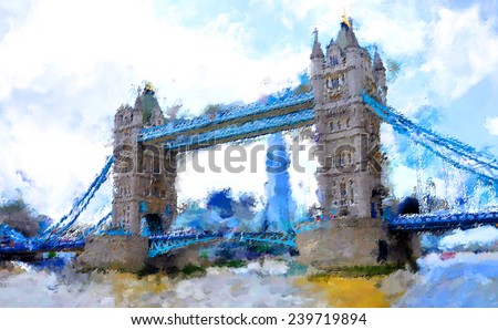 oil paint london tower bridge