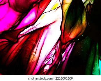 Oil Paint Texture. Cosmos Abstract Ink Art. Rainbow Oil Paint. Abstract Art Isolated. Rainbow Alcoholic Ink. Multicolor Stirring Paint.