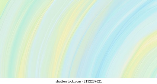 Oil painting abstract art background. Vortex of spring colors. Yellow green, light blue, yellow and cream. Curves with natural texture. Modern and elegant layers. Horizontal template