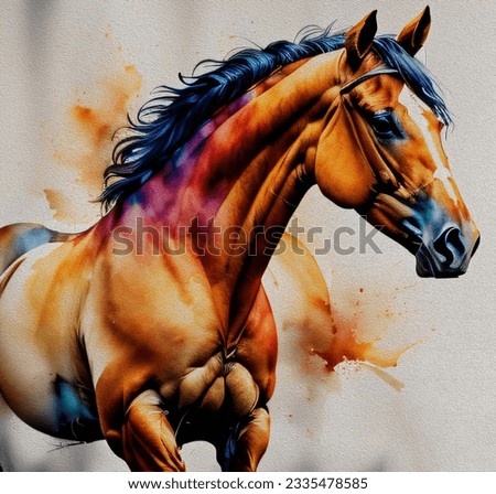 oil painting - Abstract, horses, animals, vivid, high-definition, watercolor style, era background wall art
