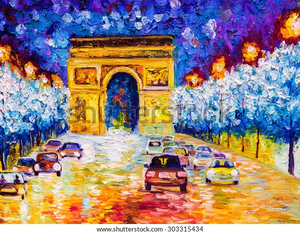 Oil Painting - Arc de\
triomphe, Paris