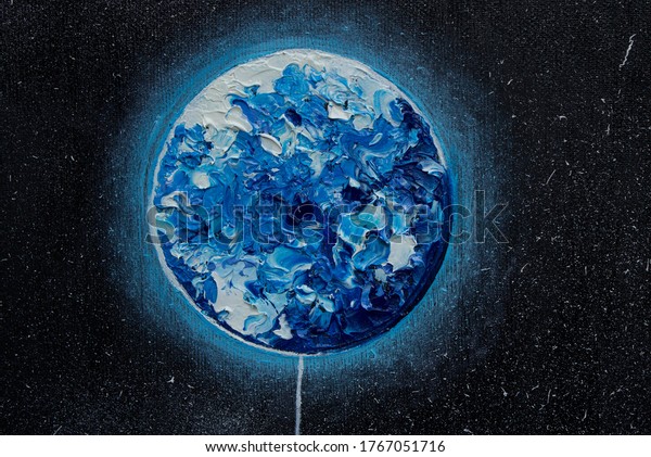 Oil\
painting. The astronaut and the earth.\
Background.