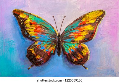 Oil painting , beautiful butterfly.