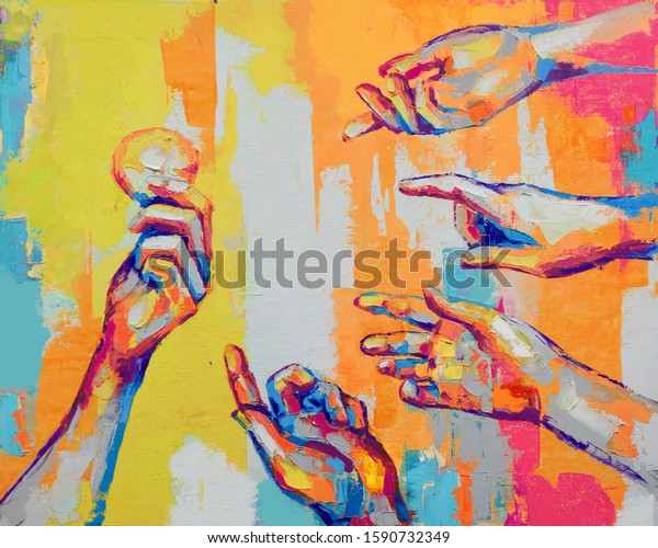 Oil Painting Conceptual Abstract Hand Painting Stock Illustration