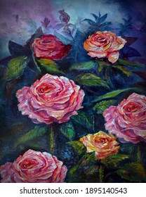 An Oil Painting Depicting A Rose On Valentine's Day.