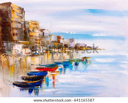 Oil Painting - Harbor View