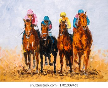 Oil Painting - Horse Racing