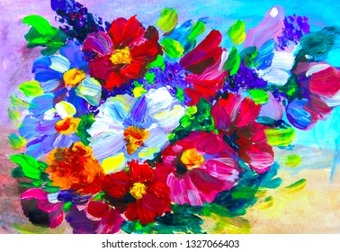 Oil Painting Impressionism Style Flower Painting Stock Illustration ...