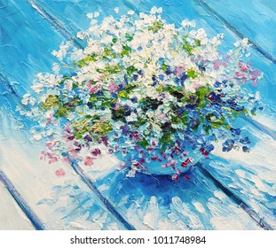 Oil Painting On Canvas, Still Life Flowers, Impressionism Artwork