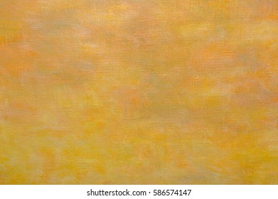 Oil Painting On Canvas Vivid Yellow Abstract Summer Background With Brush Strokes Texture. Art Concept.