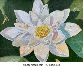 oil painting on canvas White lotus