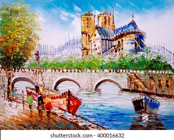 Oil Painting - Street View Of Paris