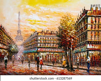 Oil Painting Street View Paris Hd Stock Images Shutterstock