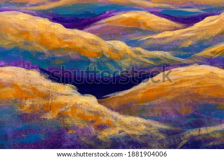 oil painting watercolor Beautiful waves of the sea or mountains of the desert hills