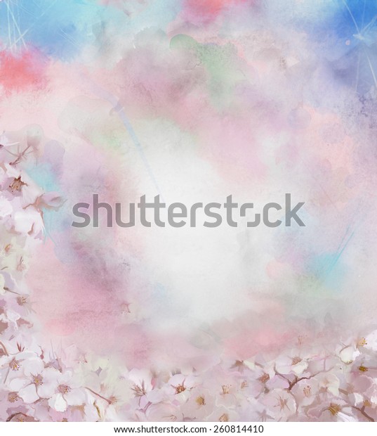 Oil Painting White Sakura Cherry Blossom Stock Illustration 260814410