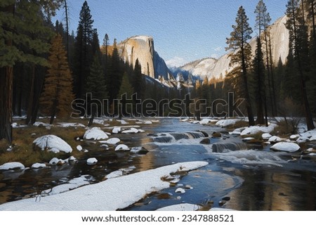 Oil Painting - Yosemite National Park, California, America
