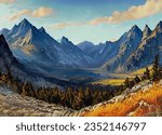 oil painting.High Tatra, Slovakia view.