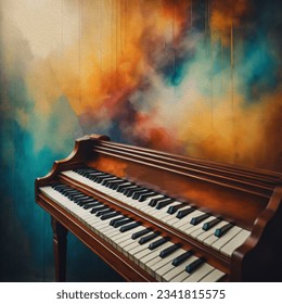 oil painting.piano musical instrument with colorful background. - Powered by Shutterstock