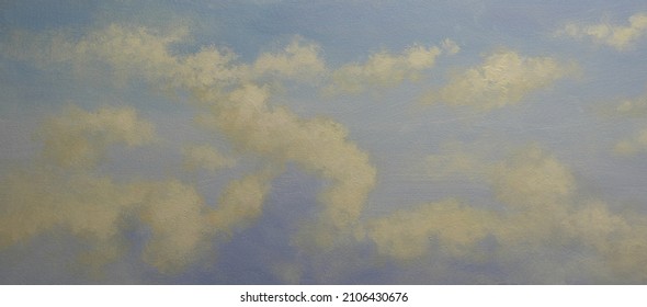 Oil paintings landscape, sky and cloud, texture, background. Fine art