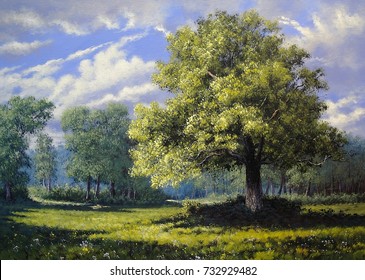 simple oil painting trees