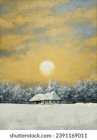 Oil paintings winter landscape