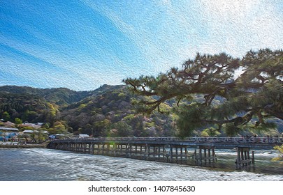 嵐山 渡月橋 のイラスト素材 画像 ベクター画像 Shutterstock