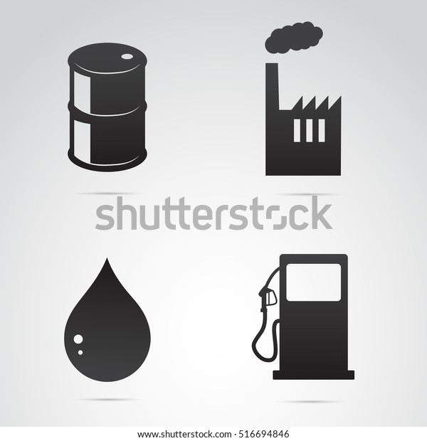 Oil production\
icon set on white\
background.