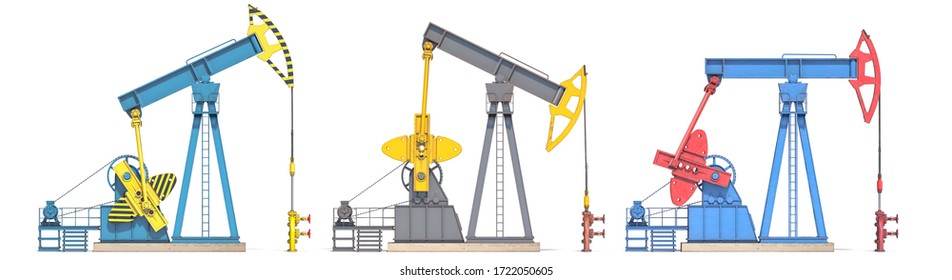 Oil Pump Jack Isolated On White Background. 3d Illustration