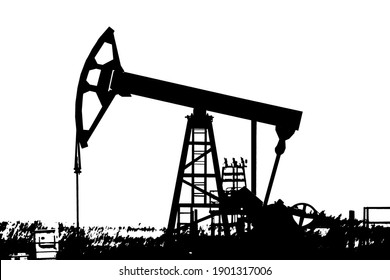 Oil Pump. Oil Rocking Chair. Oil Industry Equipment. Oil Rocking Chair Closeup. Black Color.