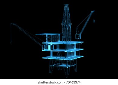 Oil Rig (3D Xray Blue Transparent)