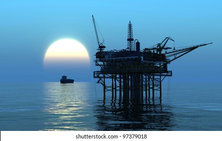Oil Rig at late evening