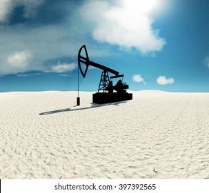 Oil rocking chair in the desert and beautiful sky