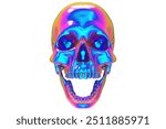 Oil slick colorful skull on white background. 3D rendering.