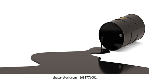 Oil Spill Health Risk oil drum isolated on white background. 3D illustration.