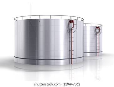 Oil storage tank on a white background