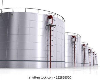 Oil Storage Tank On A White Background