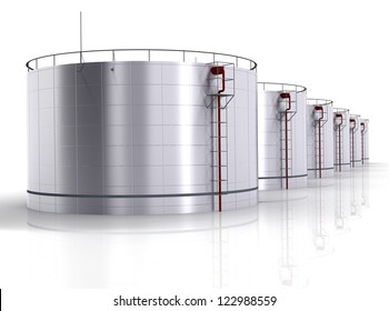 Oil Storage Tank On A White Background