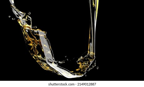 Oil Stream Jet Gold Liquid Water Drop Falling Fluid Art Super 3d Render
