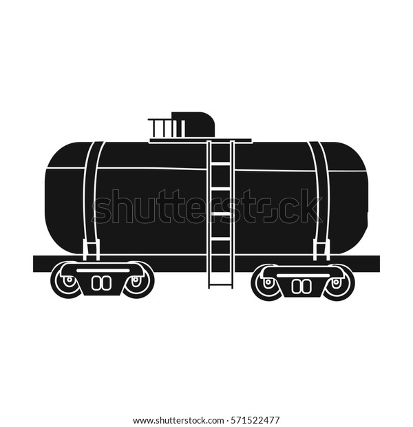 Oil\
tank car icon in black style isolated on white background. Oil\
industry symbol stock bitmap, rastr\
illustration.
