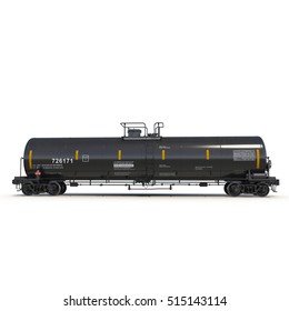 Oil Tank Car On White. 3D Illustration