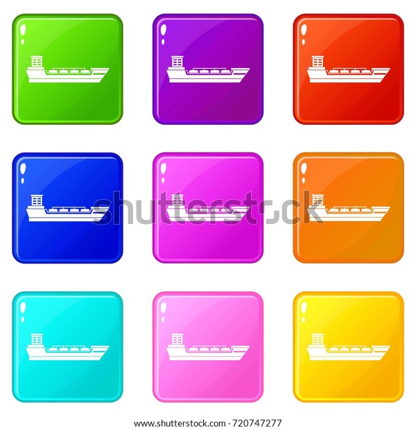 Oil Tanker Ship Icons 9 Color Stock Illustration 720747277 | Shutterstock