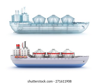 Oil Tanker Ship And Wire Model