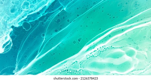 Oil Water Abstract. Mint Ink. Aqua Oil Colored. Organic Abstract Oil Paint. Turquoise Background. Water Color Arts. Alcohol Ink Painting.