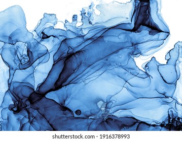 Oil Water Texture. Art Flow Illustration. Blue Indigo Marble Pattern. Oil Water Texture. Fluid Liquid Design. Navy Painting. Ink Effect. Sophisticated Creative Drops. Alcohol Oil Water Texture.