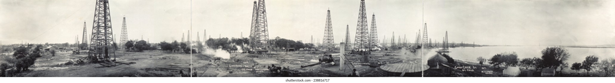 Oil Well. An Oil Field In Goose Creek, Texas. 1917