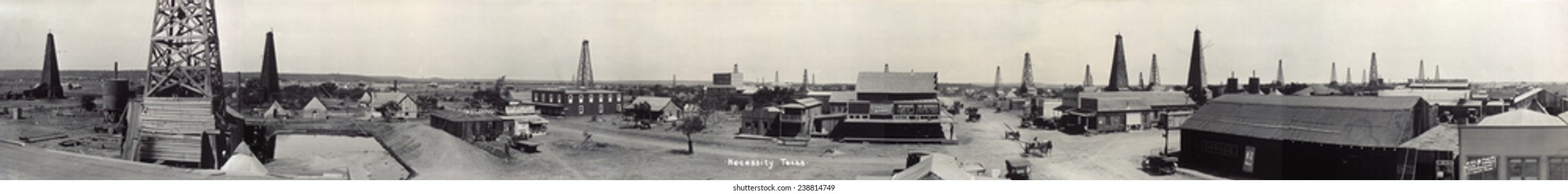 Oil Wells. An Oil Field In Necessity, Texas. 1920