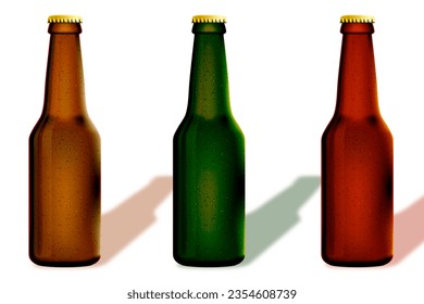 Oktoberfest. Bottles with beer on a white background close up. Beer Festival. - Powered by Shutterstock